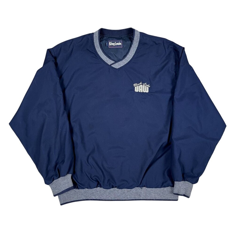Vintage King Louie Black Lake UAW Michigan Pullover Golf Sweatshirt Size Large